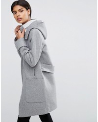 Asos Wool Blend Coat With Tipped Rib And Funnel Neck