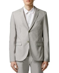 Topman Light Grey Chambray Skinny Fit Suit Jacket