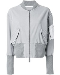 Grey Cotton Bomber Jacket
