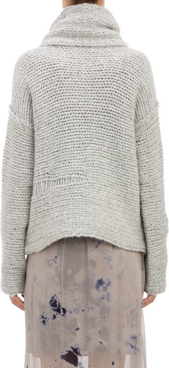 Raquel Allegra Chunky Knit Cowl Neck Sweater Grey, $610 | Barneys New ...