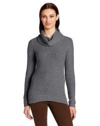 Evolution By Cyrus Cowl Neck High Low Textured Vegan Leather Sweater