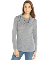 Magaschoni Grey Melange Cashmere Cowl Neck Sweater
