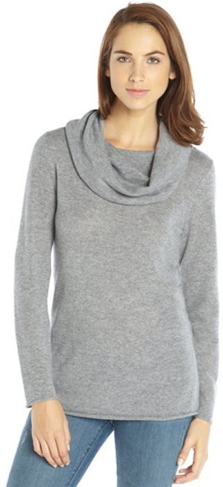 Magaschoni Grey Melange Cashmere Cowl Neck Sweater | Where to buy