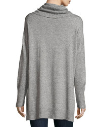 Oversized Cowl Neck High Low Sweater Fog Gray