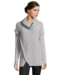 Design History Oxford Grey Chunky Rib Knit Cowl Neck Sweater