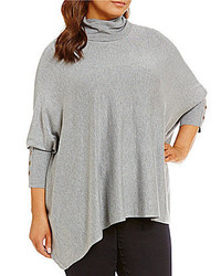 Intro Plus Cowl Neck Long Sleeve Solid Poncho