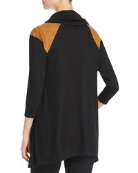 Avec Quilted Faux Suede Patch Cowl Top