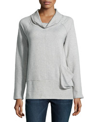Neiman Marcus Side Pocket Cowl Neck Sweater Gray