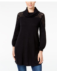 Style&co. Style Co Cowl Neck Lace Yoke Sweater Only At Macys