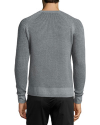 Theory Aster Textured Raglan Sleeve Sweater Concrete Heather