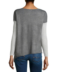 Neiman Marcus Asymmetric Colorblock Sweater Heather Graycharcoal