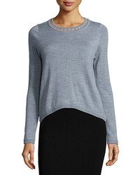Milly Bar Inset Wool Pullover