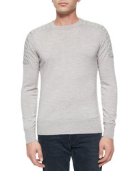 Belstaff Benning Merino Wool Crewneck Sweater Gray