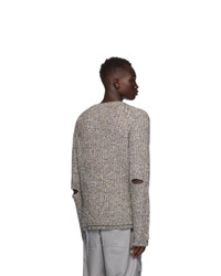 Helmut Lang Black And Multicolor Wool Marled Sweater