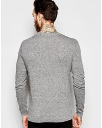 Asos Brand Cable Knit Sweater In Gray Cotton