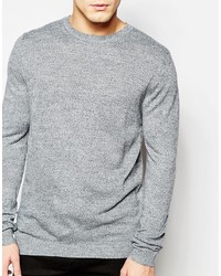 Asos Brand Crew Neck Sweater In Gray