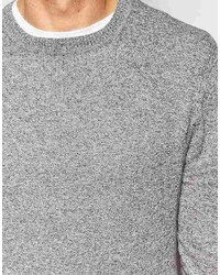 Asos Brand Crew Neck Sweater In Gray Cotton