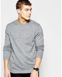 Asos Brand Crew Neck Sweater In Gray