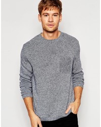 Asos Brand Crew Neck Sweater With Contrast Knit Pocket Detail