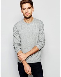 Asos Brand Lightweight Lambswool Rich Sweater In Gray