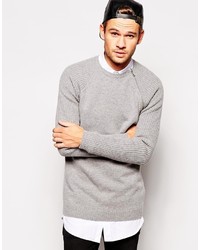 Asos Brand Longline Lambswool Rich Sweater With Zip