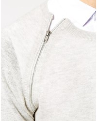 Asos Brand Merino Crew Neck Sweater With Zip