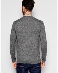 Asos Brand Merino Wool Crew Neck Sweater In Charcoal