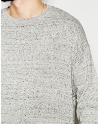 Asos Brand Oversized Sweater In Gray Slub Cotton