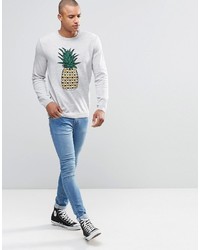 Asos Brand Sweater With Pineapple In Metallic Yarn