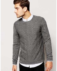 Asos Brand Textured Sweater In Merino Wool Mix