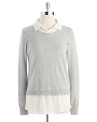 DKNY C Faux Layered Crew Neck Sweater