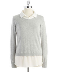 DKNY C Faux Layered Crew Neck Sweater
