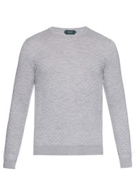 Zanone Cable Knit Virgin Wool Blend Sweater
