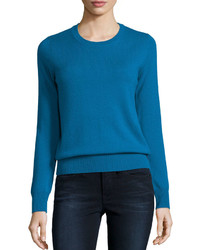 Neiman Marcus Cashmere Collection Long Sleeve Crewneck Cashmere Sweater