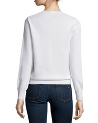 Neiman Marcus Cashmere Collection Long Sleeve Crewneck Cashmere Sweater