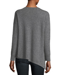 Neiman Marcus Cashmere Collection Metallic Cashmere Blend Asymmetric Crewneck Sweater