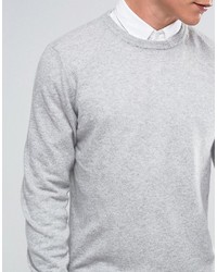 Asos Cashmere Crew Neck Sweater In Gray
