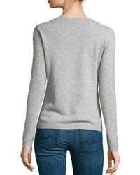 Neiman Marcus Cashmere Crewneck Sweater Heather Gray