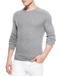 Vince Cashmere Raglan Crewneck Sweater Gray