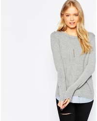 Asos Collection Sweater With Crew Neck And Woven Hem