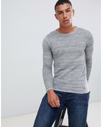 Solid Crew Neck Knit Jumper In Grey
