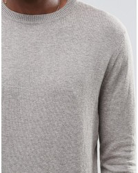 Asos Crew Neck Sweater In Gray Cotton