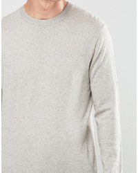 Asos Crew Neck Sweater In Gray Nep Cotton