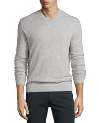 Theory Donners Cashmere Crewneck Sweater Heather Gray