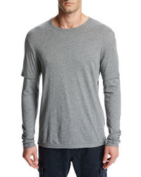 Vince Double Layer Cotton Modal Long Sleeve T Shirt