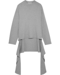 Balenciaga Draped Cotton Jersey Sweater Light Gray