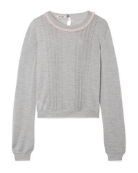Miu Miu Embellished Med Cashmere And Sweater