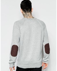 Bellfield Fine Gage Crew Kneck Sweater With Elbow Patch
