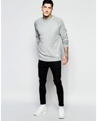 Bellfield Fine Gage Crew Kneck Sweater With Elbow Patch
