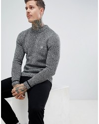 Fred Perry Fleck Yarn Knitted Crew Neck Jumper In Grey
